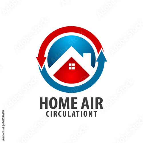 Circle arrow Home Air circulation logo concept design. Symbol graphic template element
