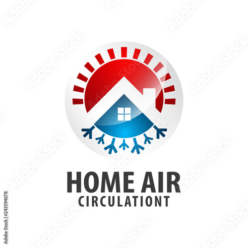 Circle arrow Home Air circulation logo concept design. Symbol graphic template element