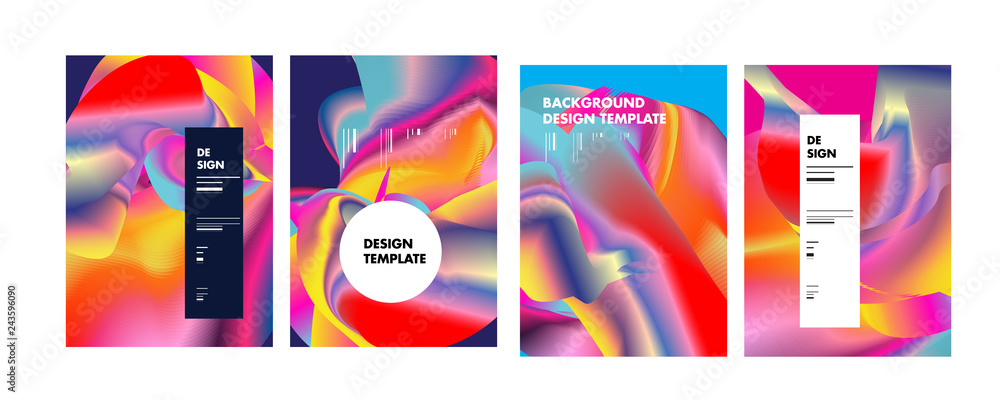 PrintSet of modern abstract vector poster background . Gradient geometric shapes of different colors in space design style. Template ready for use in web or print design