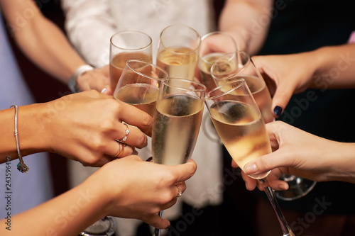 Party at the hotel with champagne