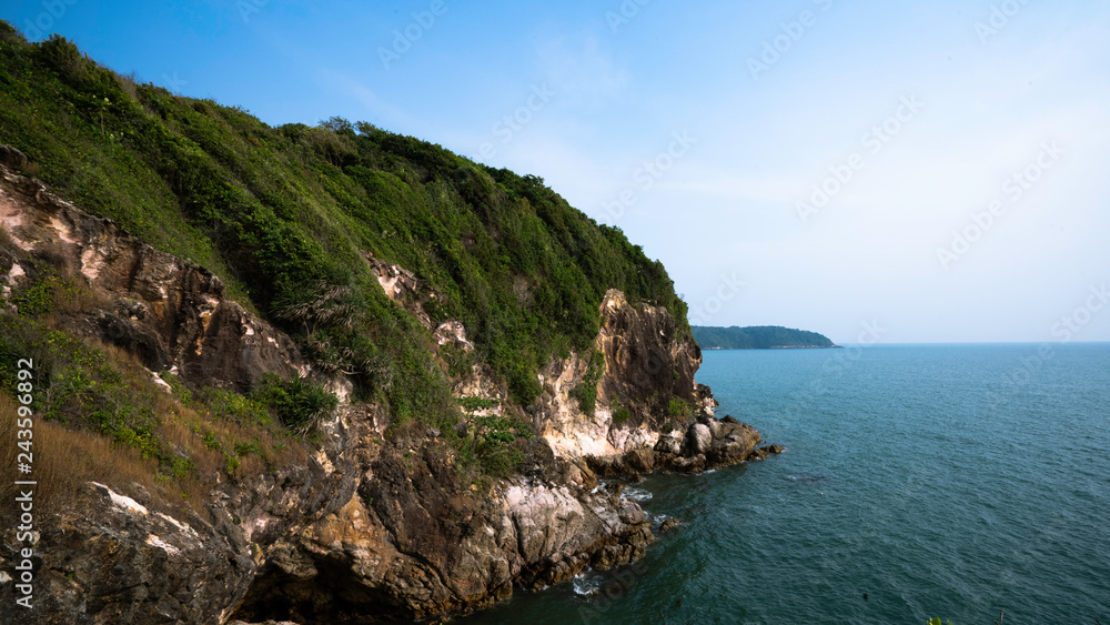 arial view from top of clift at the sea