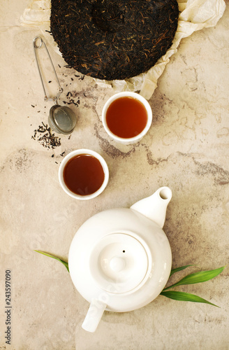 Chinese tea. Pu erh Puerh Tea Cake. © Anjelika Gretskaia