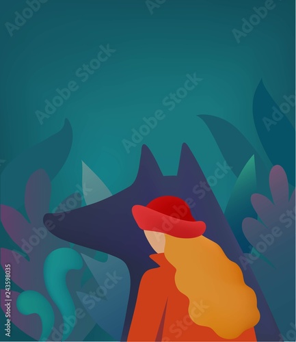 Fototapeta Naklejka Na Ścianę i Meble -  Little red riding hood. Vector illustration