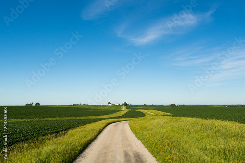 Fototapeta Country road in the rural Midwest.  Bureau County, Illinois, USA
