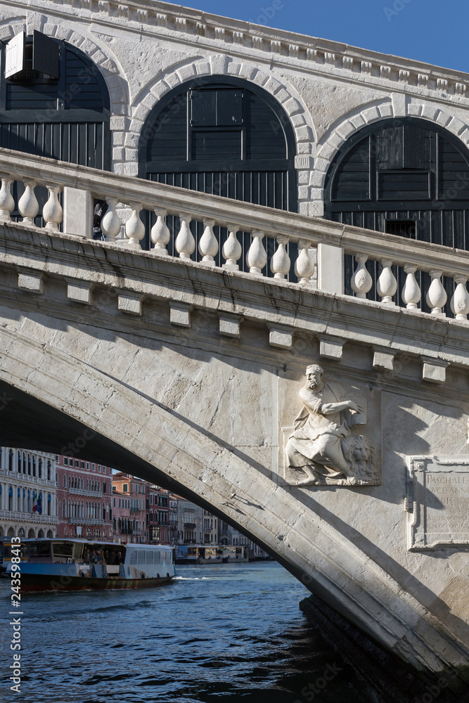 Famous Rialto bridge at Grand Canal in Venice