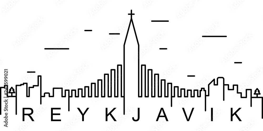 Reykjavik outline icon. Can be used for web, logo, mobile app, UI, UX