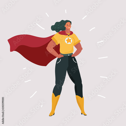Smiling confident woman in superhero costume.