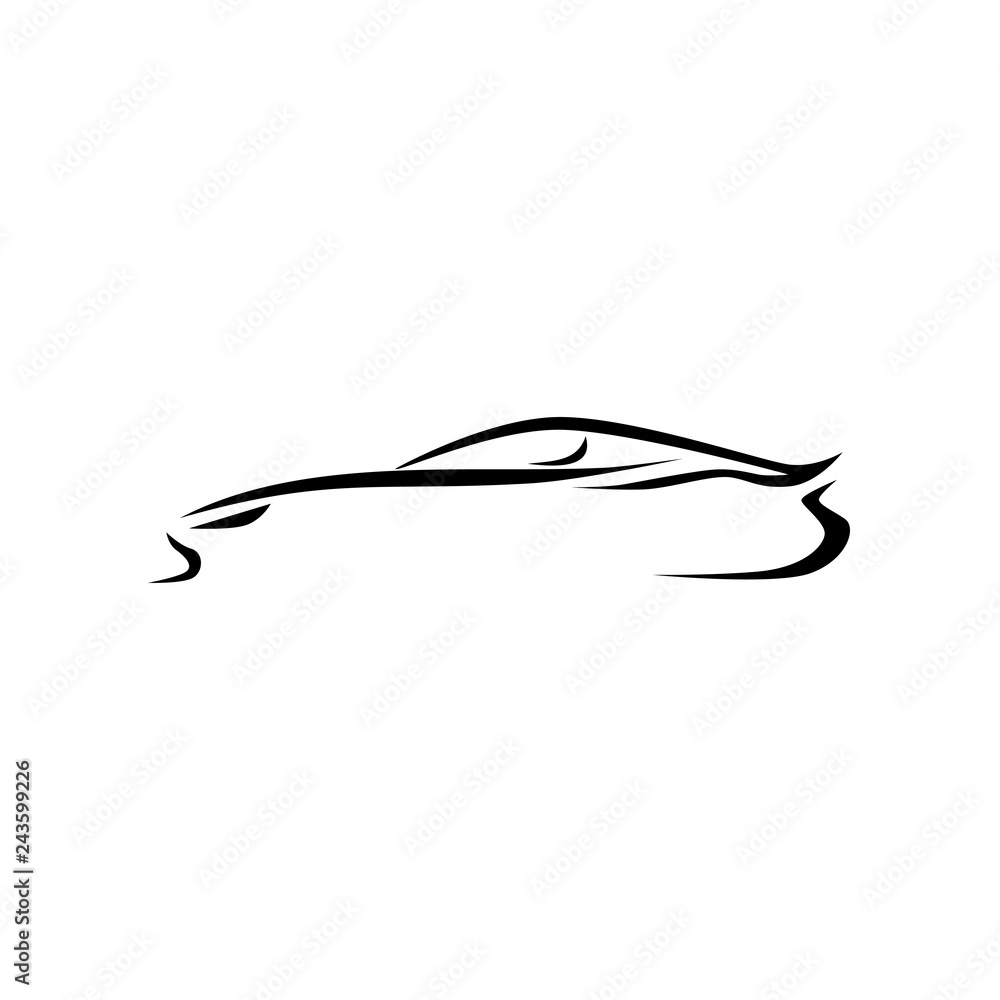 sports car silhouette logo for dealer auto garage or tune up Stock Vector