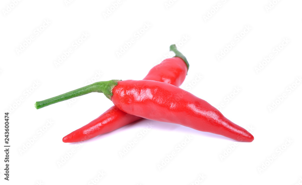 Red chilly on white background