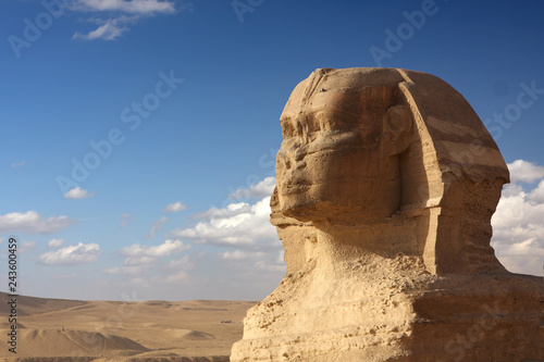 sphynx at pyramids giza cairo egypt close up photo