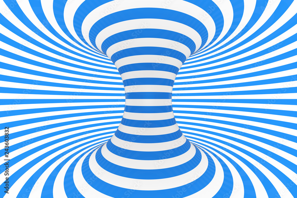 Fototapeta Swirl optical 3D illusion raster illustration. Contrast spiral stripes. Geometric winter torus image with lines, loops.