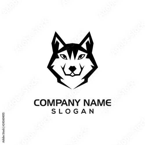 Silhouette husky dog for logo template or design resource.