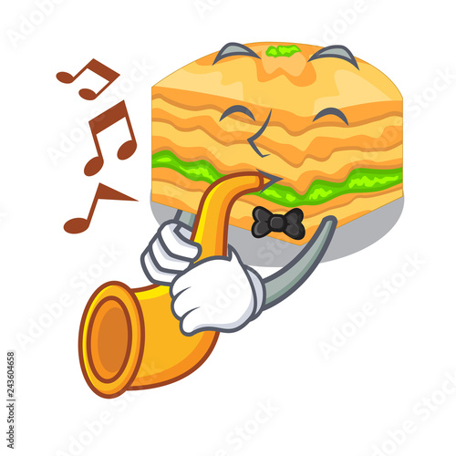 With trumpet baklava in a the character bowl