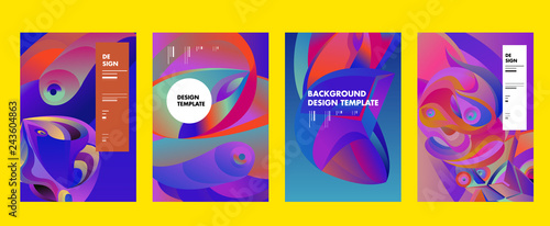 Abstract_shape_curSet of modern abstract vector poster background . Gradient geometric shapes of different colors in space design style. Template ready for use in web or print designve