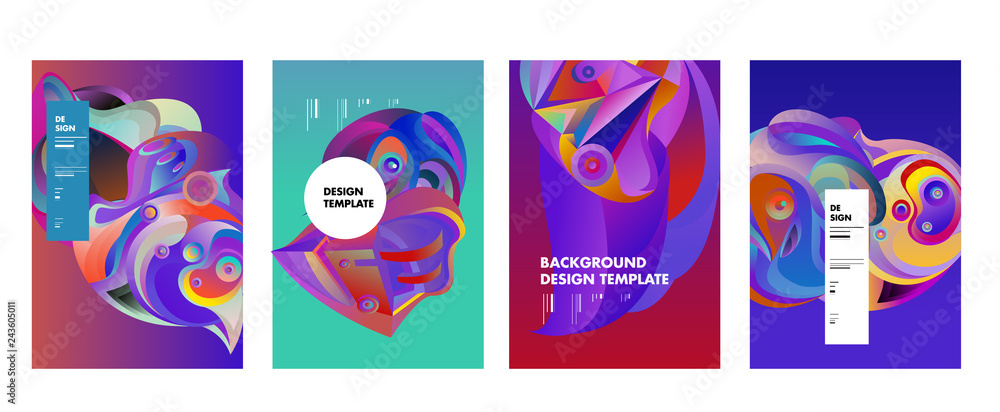 Abstract_shape_curSet of modern abstract vector poster background . Gradient geometric shapes of different colors in space design style. Template ready for use in web or print designve Abstract_shape_curSet of modern abstract vector poster background . Gradient geometric shapes of different colors in space design style. Template ready for use in web or print designve