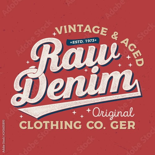 Vintage & Aged Raw Denim - Tee Design For Printing