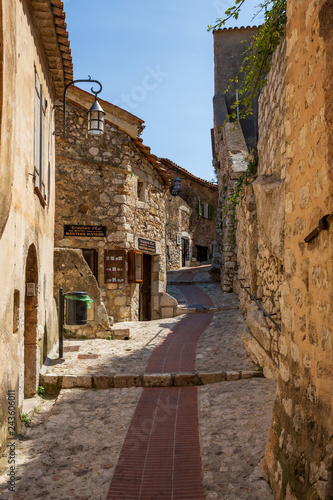 View of the beautiful narrow stone streets in Eze  France
