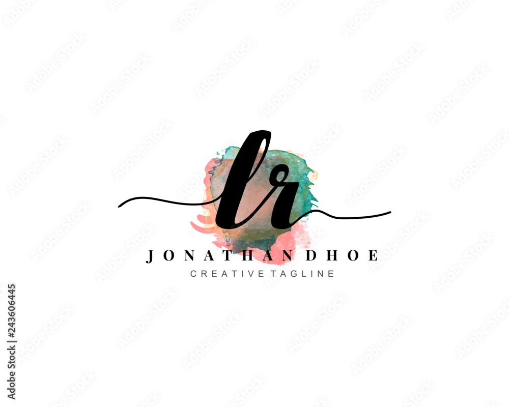 L R Initial watercolor logo on white background. Logo template vector L R Initial watercolor logo on white background. Logo template vector