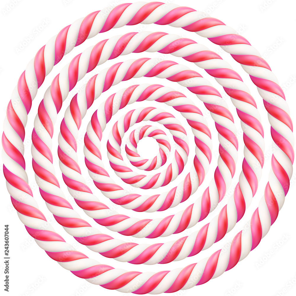 Set of pink twisted hard candy cane frame with shadow. EPS 10