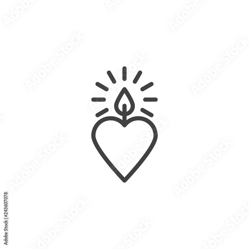 Heart candle line icon. linear style sign for mobile concept and web design. Candle heart outline vector icon. Love and valentine's day symbol, logo illustration. Pixel perfect vector graphics