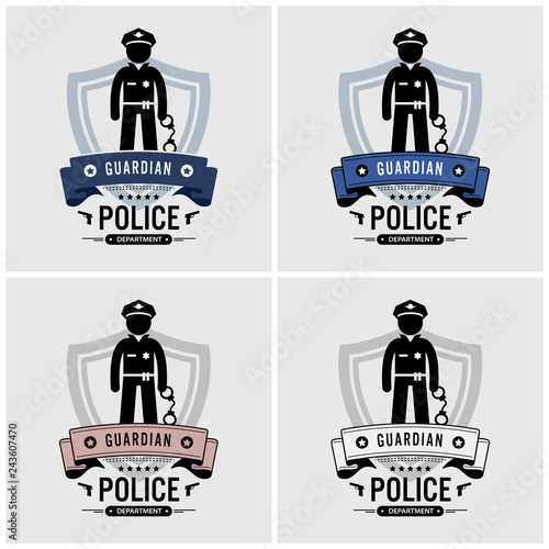 Police logo design. Vector artwork of police officer and department.