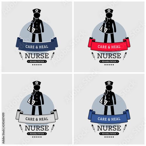 Nurse logo design. Vector artwork of nurse emblem, badge, or insignia.
