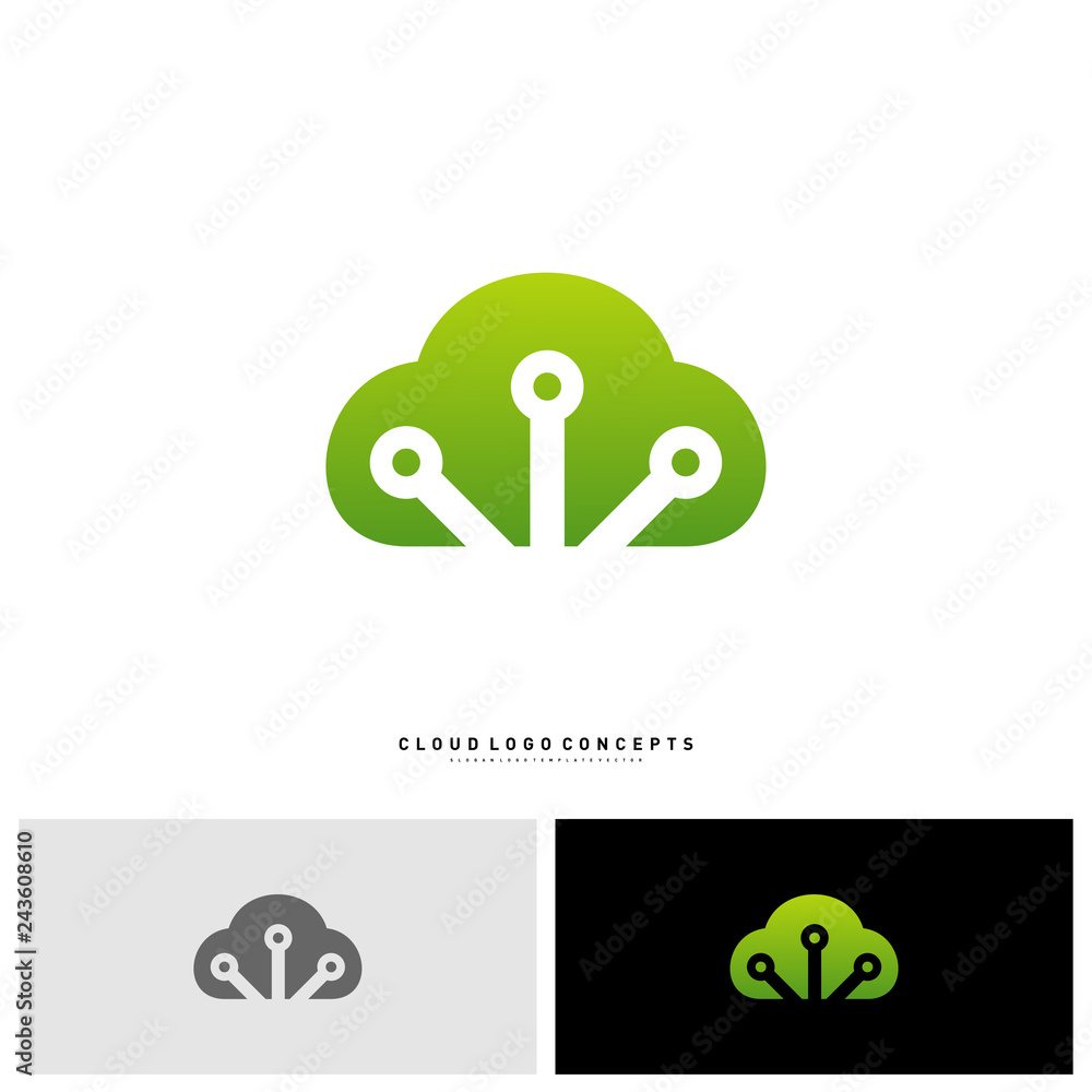 Cloud Tech Logo Design Concept Vector. Tech Cloud Logo Template Vector Cloud Tech Logo Design Concept Vector. Tech Cloud Logo Template Vector