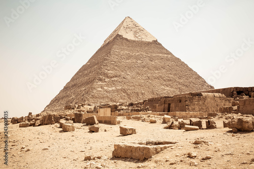 Pyramids of giza landscape sand perspective