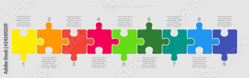 Puzzle Nine Pieces Part for Business Presentation. photo