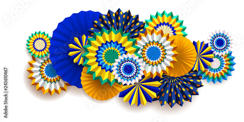 Bright carnival composition with fans