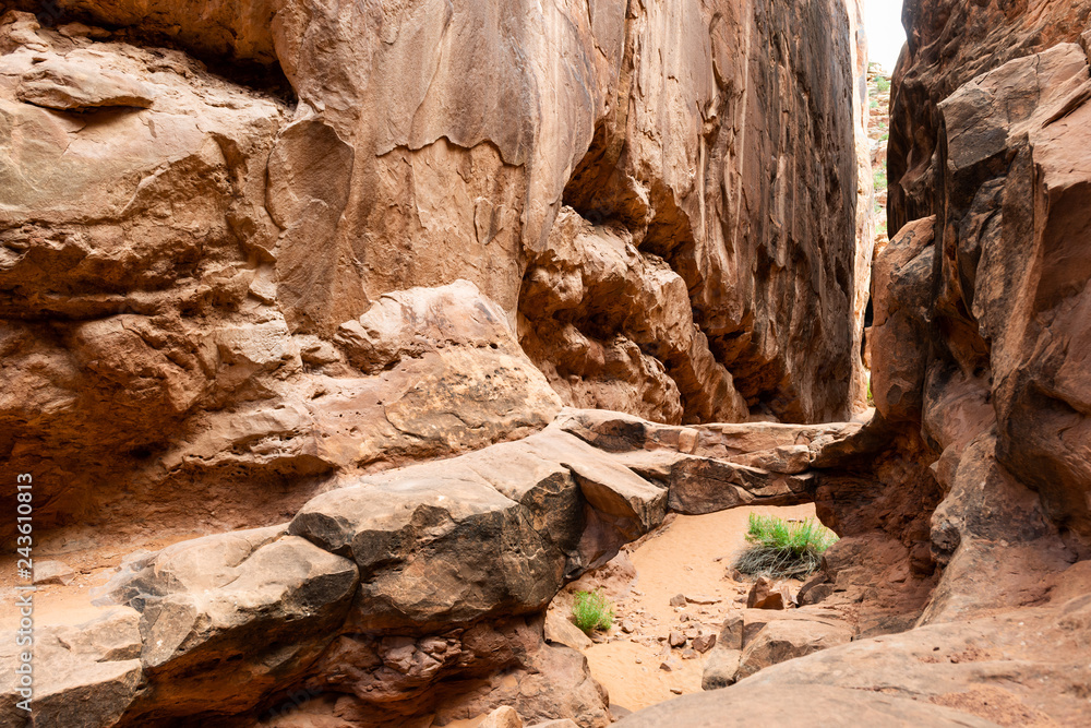 Sandstone bridge in Fiery Furnace, Arches National Park, Utah