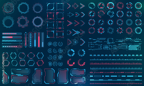 Set HUD Interface Elements - Lines, Circles, Pointers, Frames, Bar Download for Web Applications
