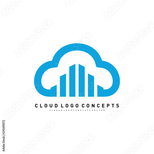 Modern Building Cloud Logo Design Concept Vector. Cloud City Logo Template Vector