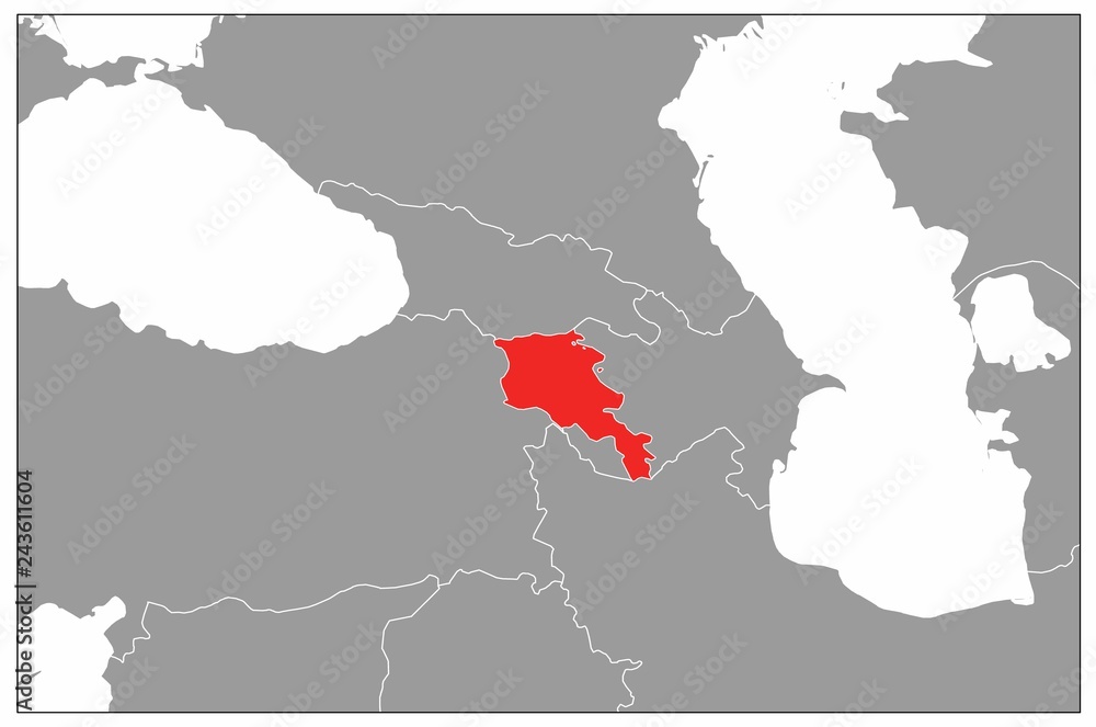 Armenia map on gray base 
