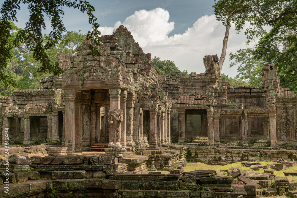 Portico of Preah Khan framed by trees