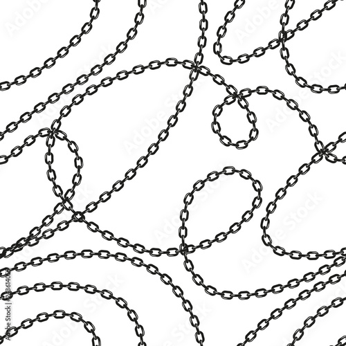 Black and white chains vector seamless pattern