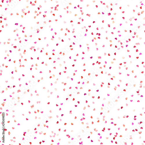 Valentines day seamless pattern with red, pink, pastel small hearts. EPS 10