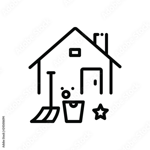 Black line icon for home deep