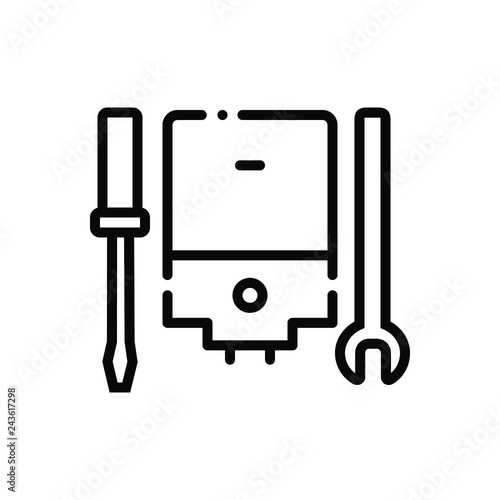 Black line icon for ac service