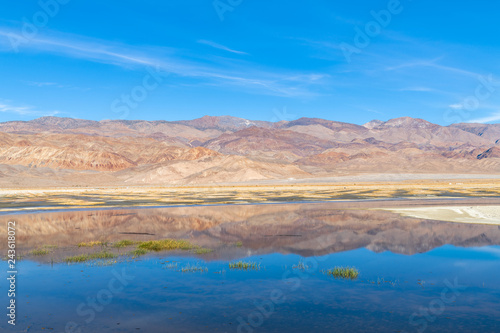 Mountains reflected in a rehydrated section of Owens Lake in California, USA © davidrh
