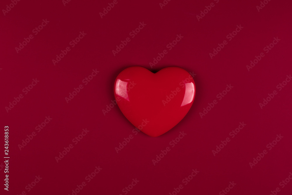 valentine's day symbol red heart isolated on red background
