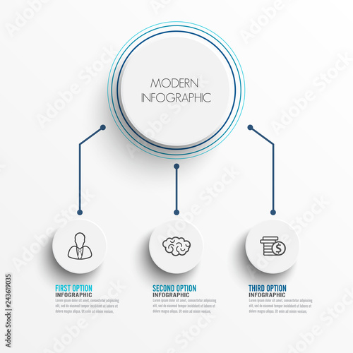 Abstract elements of graph infographic template with label, integrated circles. Business concept with 3 options. For content, diagram, flowchart, steps, parts, timeline infographics, workflow layout,