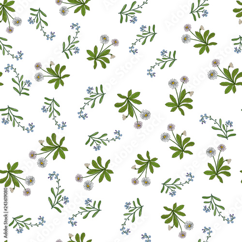 Seamless pattern with spring flowers