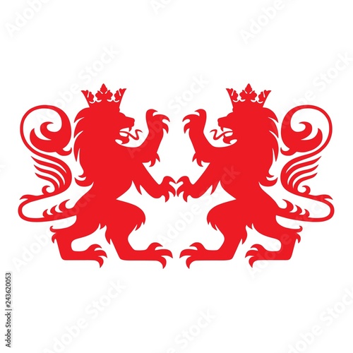 Royal Lion Heraldry Heraldic Logo Mascot Vector