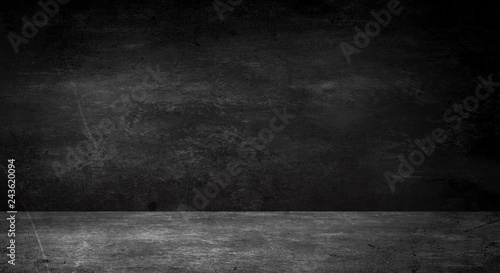 Empty black studio room. Dark background. Abstract dark empty studio room texture. Product showcase spotlight background. Dark Studio Gallery