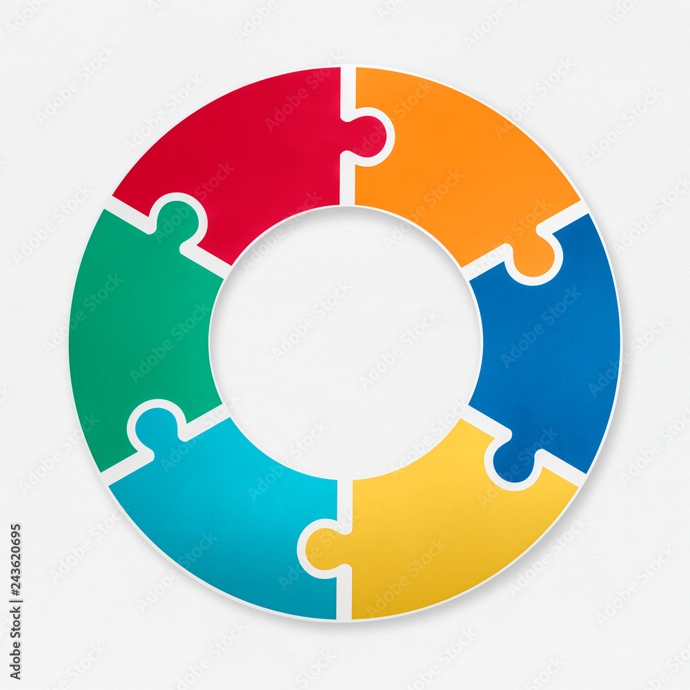 Jigsaw pieces connected in a round shape Jigsaw pieces connected in a round shape