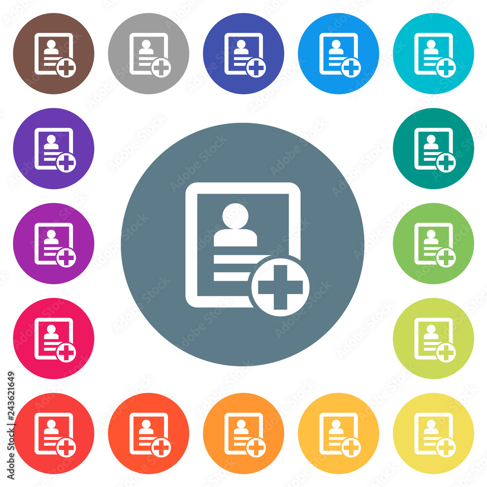 Add new contact flat white icons on round color backgrounds Add new contact flat white icons on round color backgrounds