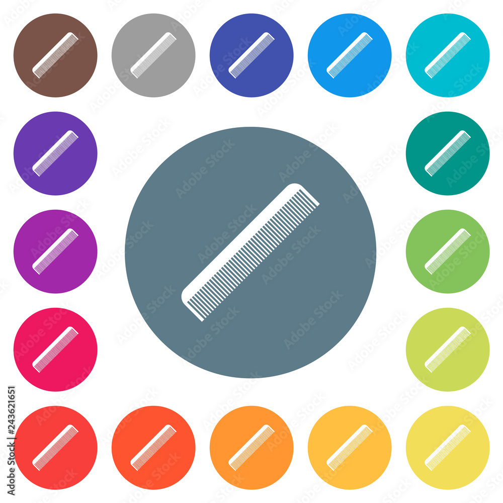 Simple comb flat white icons on round color backgrounds Simple comb flat white icons on round color backgrounds