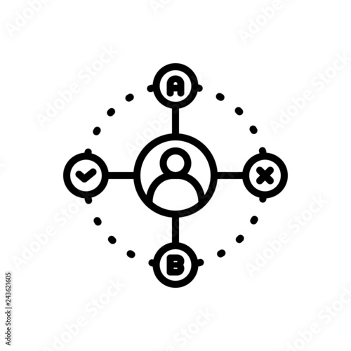 Black line icon for decision making 