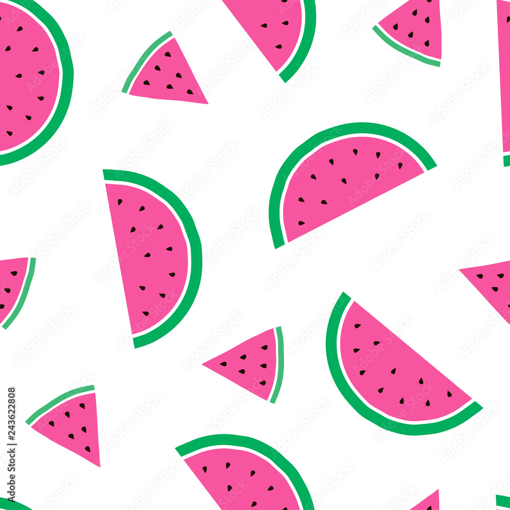 Seamless pattern with watermelons. Vector illustration in flat style Seamless pattern with watermelons. Vector illustration in flat style